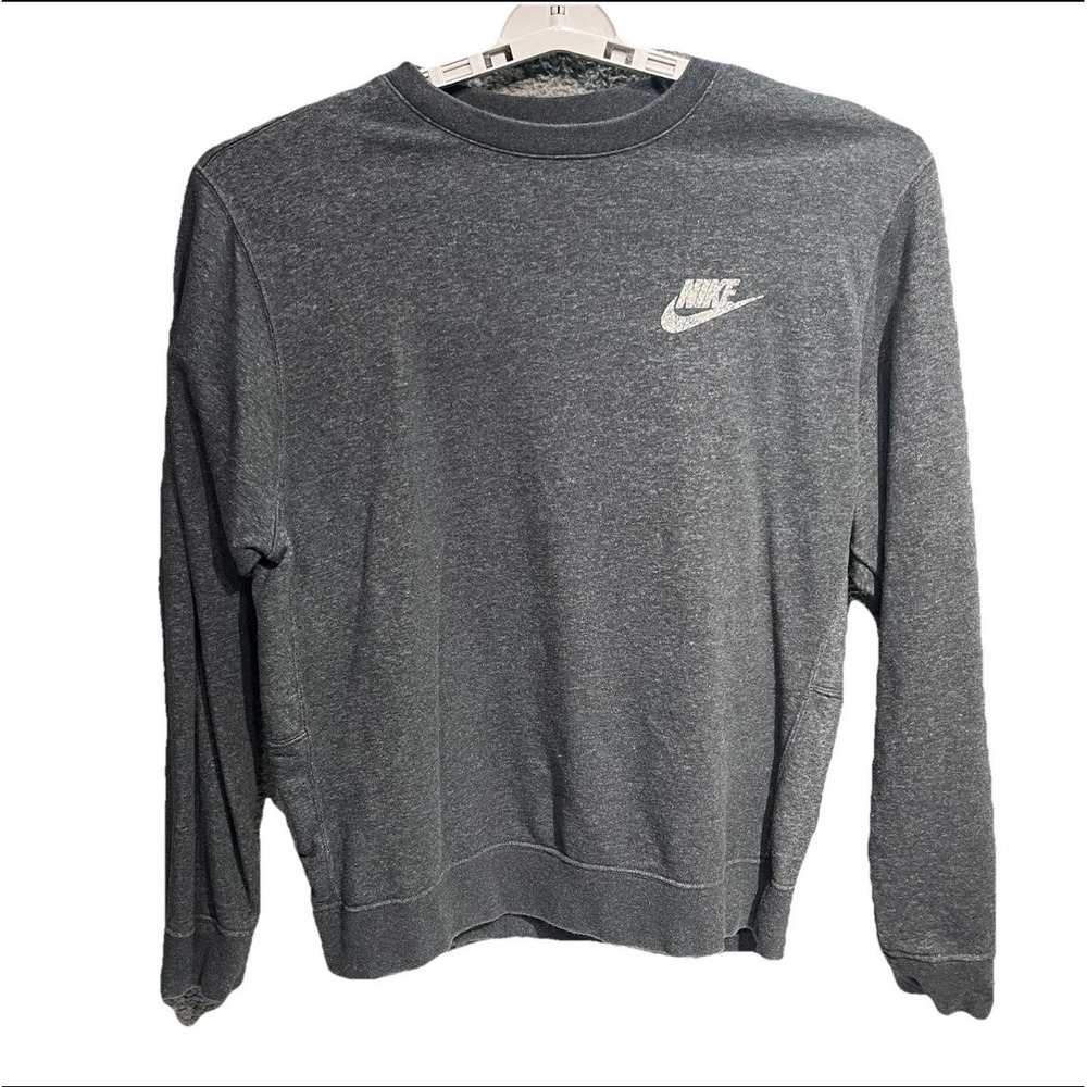 Nike Men's Charcoal Gray Crewneck Sweatshirt Comfy Long Sleeve Logo Size M
